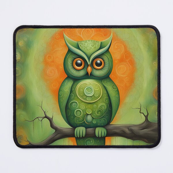 Item preview, Green Whimsical Owl Digital Painting designed and sold by SirenSeventyOne.