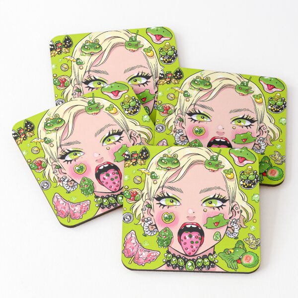 Item preview, Pop Art Strawberry Tongue Anime Girl designed and sold by bubblegoth.