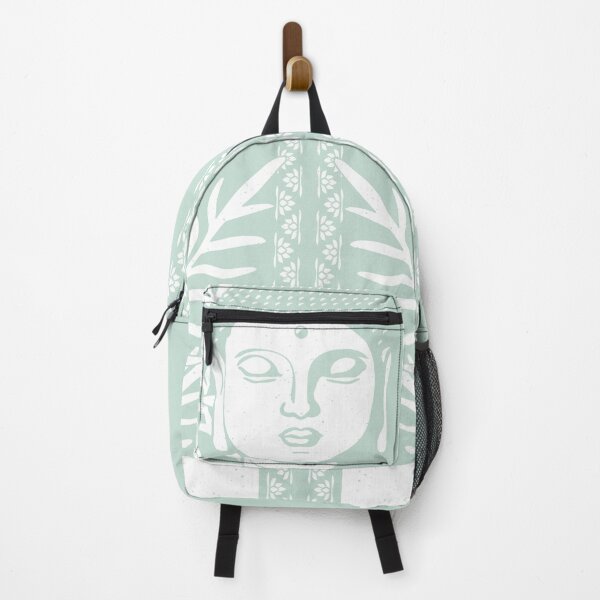Item preview, Buddha Head Statue with Palm Fronds - Mint + Snow designed and sold by Irene Estelle.
