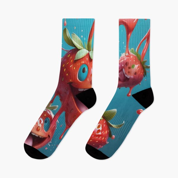 Aperçu de l'œuvre Funny Strawberry Smiley Face Pattern créée et vendue par TheArtOfPat.