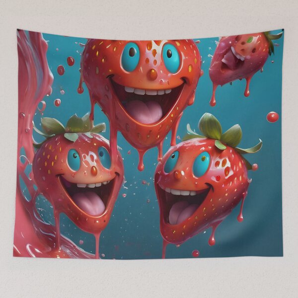 Item preview, Funny Strawberry Smiley Face Pattern designed and sold by TheArtOfPat.