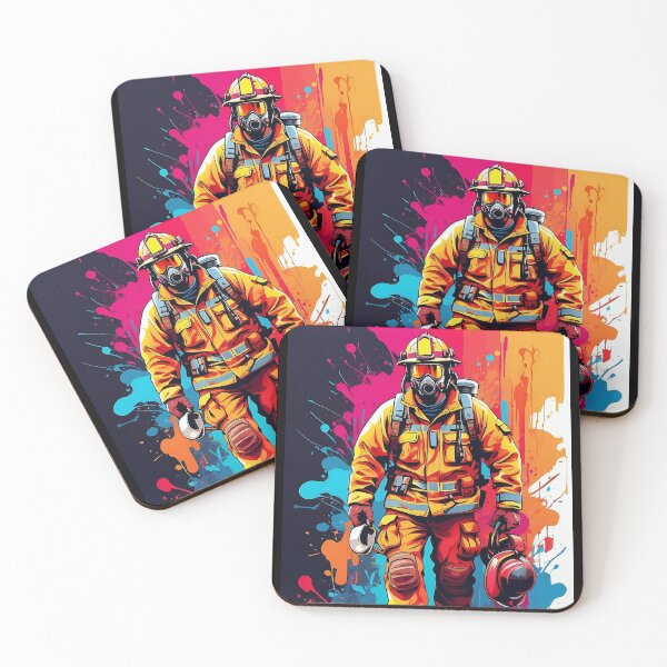 Item preview, Bravery in Colors: A Firefighter's Vibrant Stand designed and sold by ArtComixHaven.