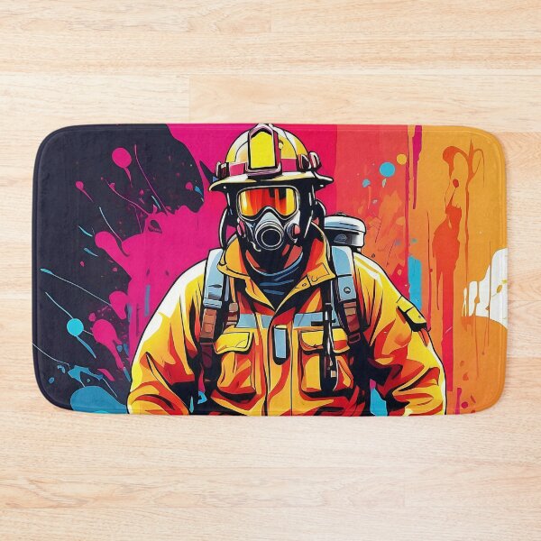 Item preview, Bravery in Colors: A Firefighter's Vibrant Stand designed and sold by ArtComixHaven.