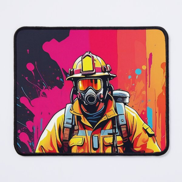 Item preview, Bravery in Colors: A Firefighter's Vibrant Stand designed and sold by ArtComixHaven.