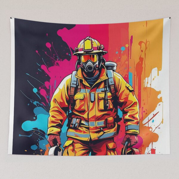 Item preview, Bravery in Colors: A Firefighter's Vibrant Stand designed and sold by ArtComixHaven.