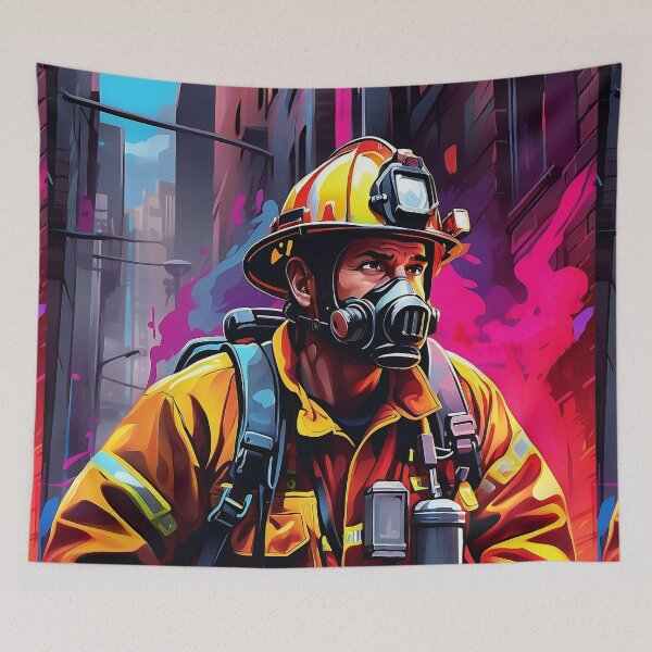 Item preview, Guardian of the Urban Inferno: A Firefighter's Vigil designed and sold by ArtComixHaven.