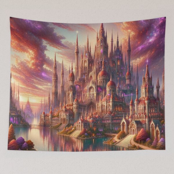 Item preview, Purple Red Kingdom Cityscape designed and sold by imagi-naition.