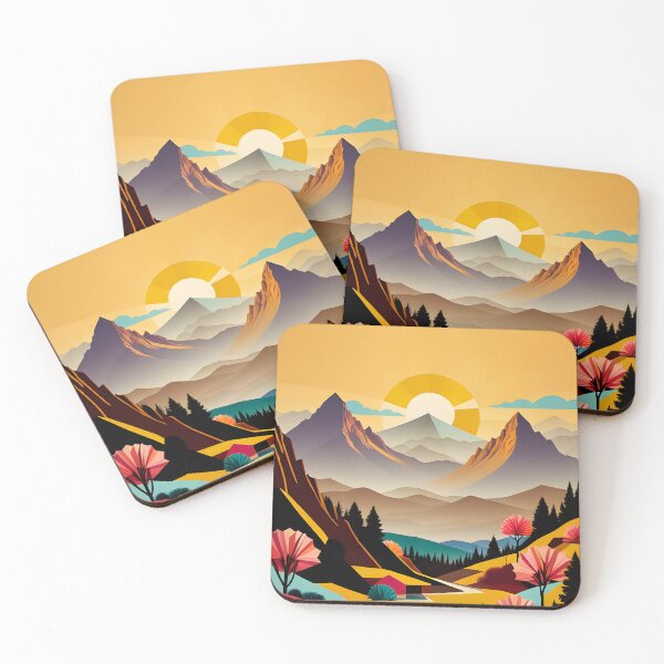 Item preview, Mid Mod, Retro Mountain Sunset Landscape, Mustard, Brown designed and sold by Prints and Lifestyle.
