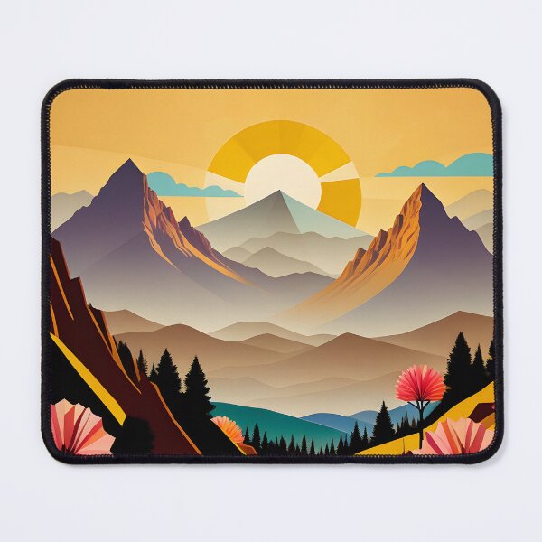 Item preview, Mid Mod, Retro Mountain Sunset Landscape, Mustard, Brown designed and sold by Prints and Lifestyle.