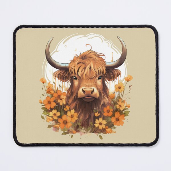 Item preview, Cute Boho Floral Highland Cow with Orange Flowers designed and sold by Gsallicat.