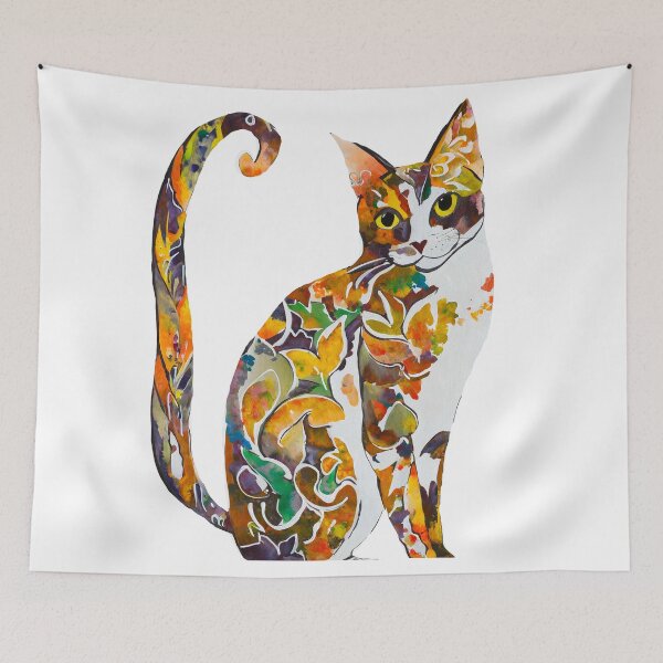 Item preview, Flores caprichosas en silueta felina designed and sold by Alwayscreateart.