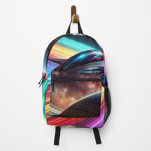 Item preview, Futuristic Spaceship Rainbow Trail Sticker – Sci-Fi Inspired Galactic Voyage Decor designed and sold by mymagicstoreus.