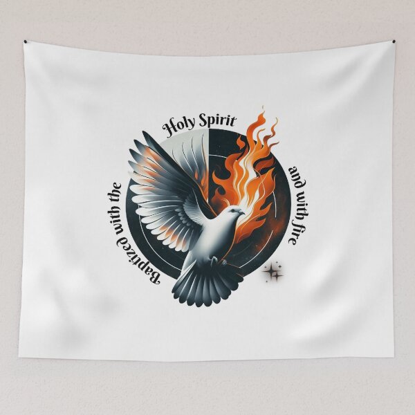 Item preview, Baptized with the Holy Spirit and with Fire, Dove art designed and sold by Faithloveshop.