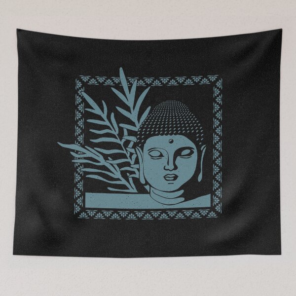 Item preview, Buddha Head Statue with Palm Fronds - Coal + Peacock designed and sold by Irene Estelle.