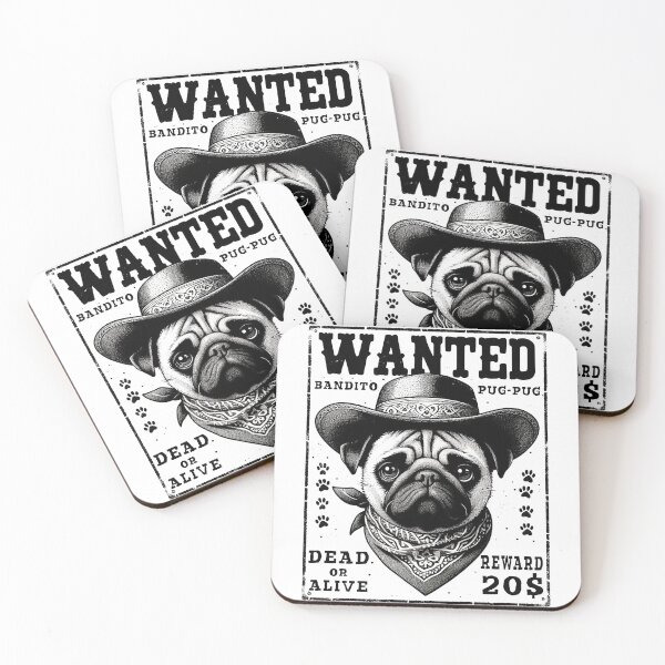 Item preview, Wanted Pug designed and sold by UnrealQuake.