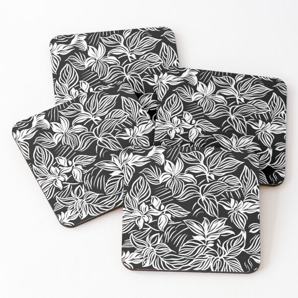 Item preview, Black and White Batik Floral Pattern designed and sold by HausKatz.
