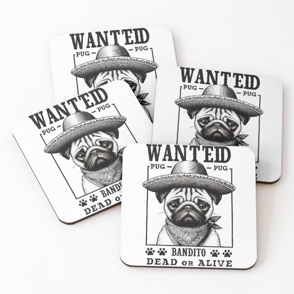 Item preview, Wanted Pug designed and sold by UnrealQuake.