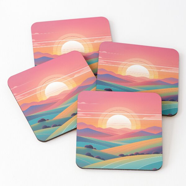 Item preview, Mid Mod, Retro Mountain Sunset Landscape, Pink, Icy Blue  designed and sold by Prints and Lifestyle.