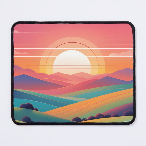 Item preview, Mid Mod, Retro Mountain Sunset Landscape, Pink, Icy Blue designed and sold by Prints and Lifestyle.