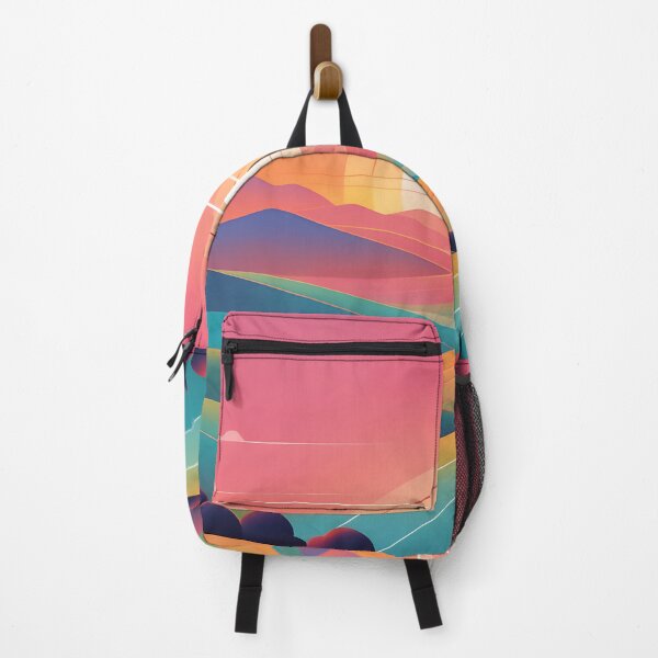 Item preview, Mid Mod, Retro Mountain Sunset Landscape, Pink, Icy Blue designed and sold by Prints and Lifestyle.