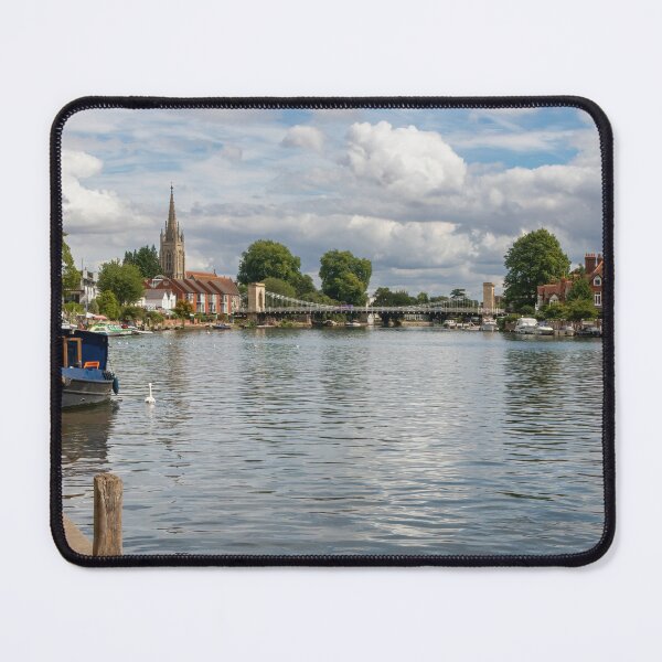 Item preview, Boats on the River Thames with church and bridge in the background, Marlow, Buckinghamshire, England designed and sold by Kevin Hellon.
