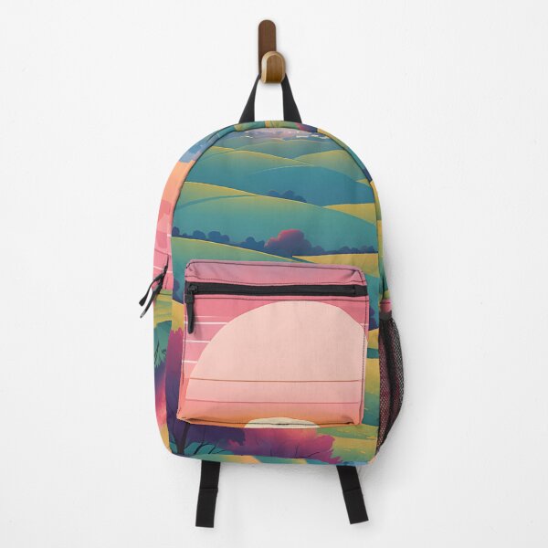 Item preview, Mid Mod, Retro Mountain Sunset Landscape, Pink, Green designed and sold by Prints and Lifestyle.