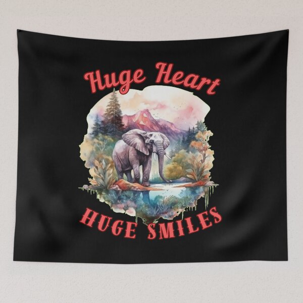 Item preview, Huge Heart, Huge Smiles. colorful elephant designed and sold by ElephantVibes.
