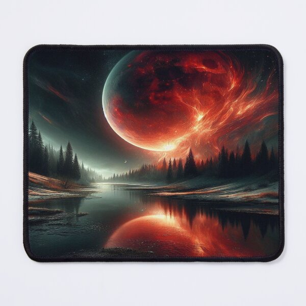 Item preview, A Dark Black & Red Moon Forrest With A Glazing Fiery Blaze Overcast designed and sold by NovaBlondesShop.