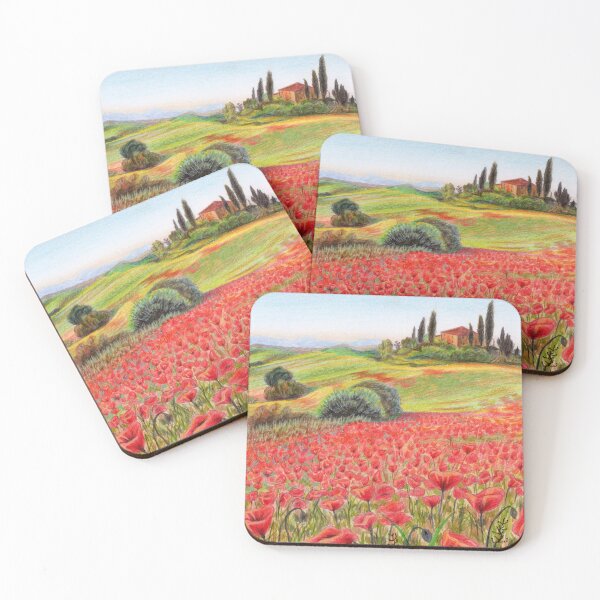 Item preview, Toussaint Fields - Poppies And Vineyard Landscape  designed and sold by MariaCameliaArt.