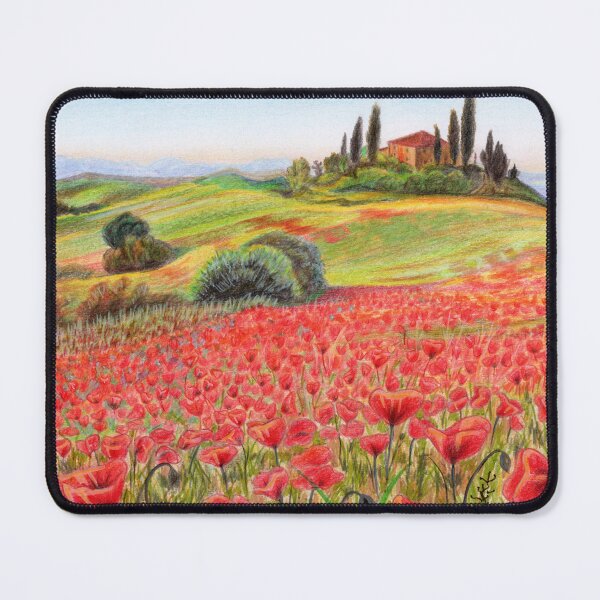 Item preview, Toussaint Fields - Poppies And Vineyard Landscape  designed and sold by MariaCameliaArt.