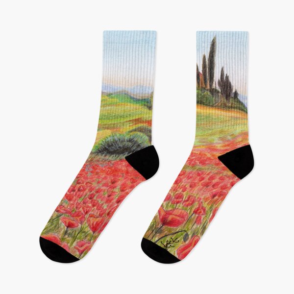 Item preview, Toussaint Fields - Poppies And Vineyard Landscape  designed and sold by MariaCameliaArt.