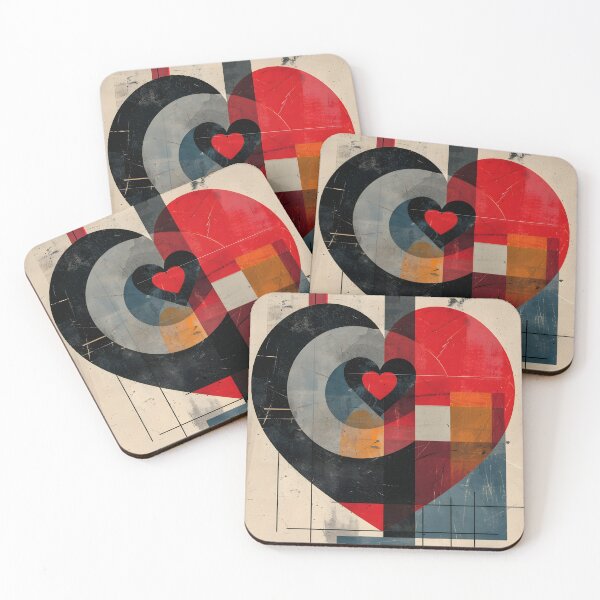 Item preview, Love in Geometric Valentine Splendor- Exploring Bauhaus Minimalism with Heartfelt Abstract Art designed and sold by OlfactoART Studio.