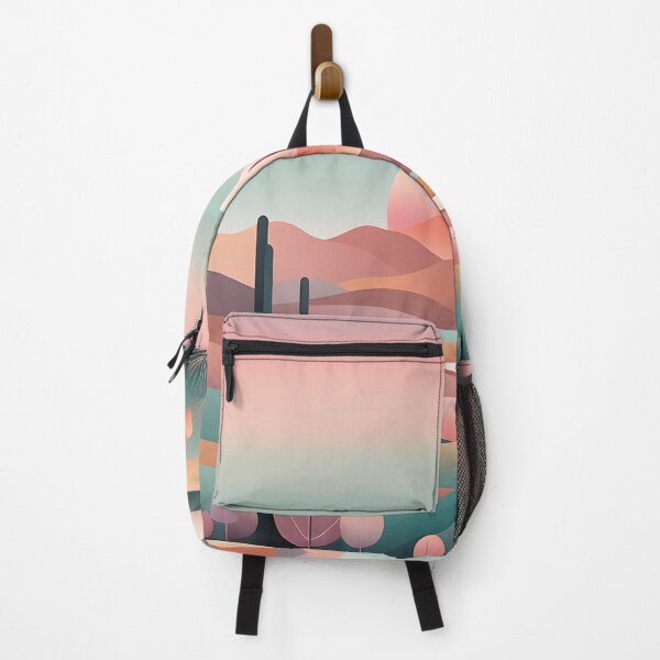 Item preview, Mid Mod, Retro Mountain Sunset Landscape, Peach, Cyan designed and sold by Prints and Lifestyle.
