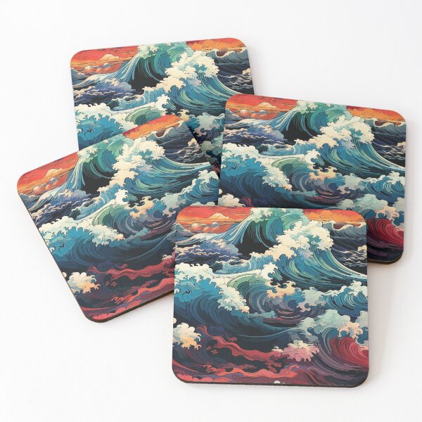 Item preview, Red Stormy Sea at Night Pattern designed and sold by HausKatz.