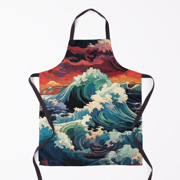 Item preview, Red Stormy Sea at Night Pattern designed and sold by HausKatz.