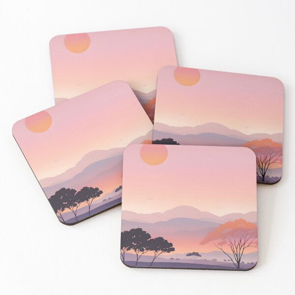 Item preview, Mid Mod,  Mountain Sunset Landscape,  Peach, Orange designed and sold by Prints and Lifestyle.