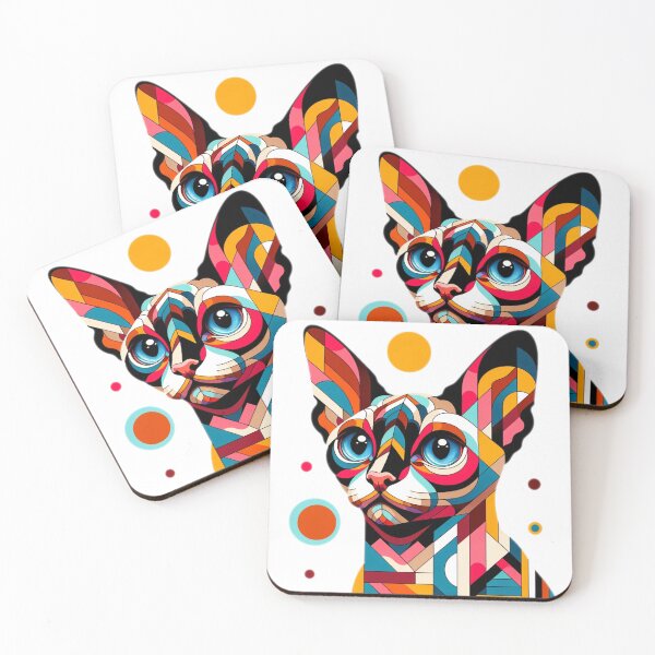 Item preview, Devon Rex cat in the 1960s Mod style designed and sold by hiddenlayers.