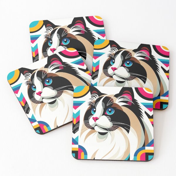 Item preview, Ragdoll cat in the 1960s Mod style designed and sold by hiddenlayers.