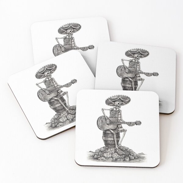 Item preview, Sugarskull playing guitar on an island day of the dead. designed and sold by Jiwsurreal.