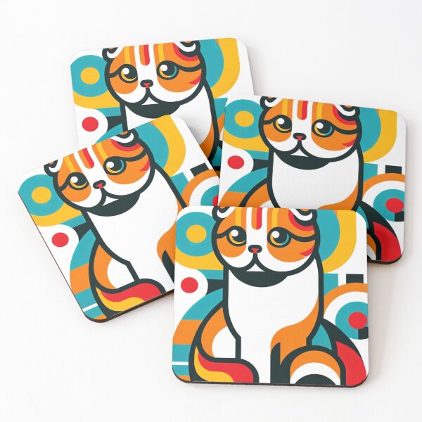 Item preview, Scottish Fold cat in the 1960s Mod style designed and sold by hiddenlayers.