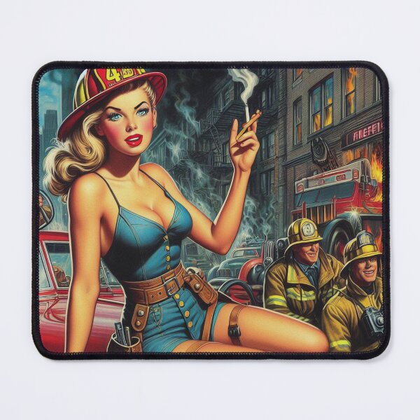 Item preview, Vintage Firefighter Pin Up designed and sold by PulpVintage.