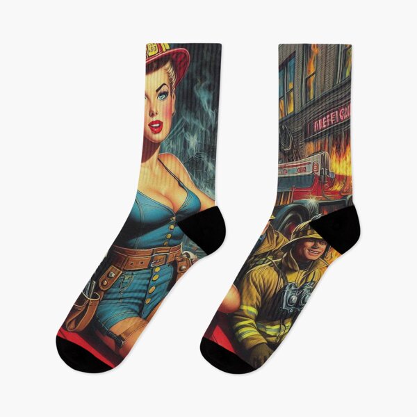 Aperçu de l'œuvre Pin-up de pompier vintage créée et vendue par PulpVintage.