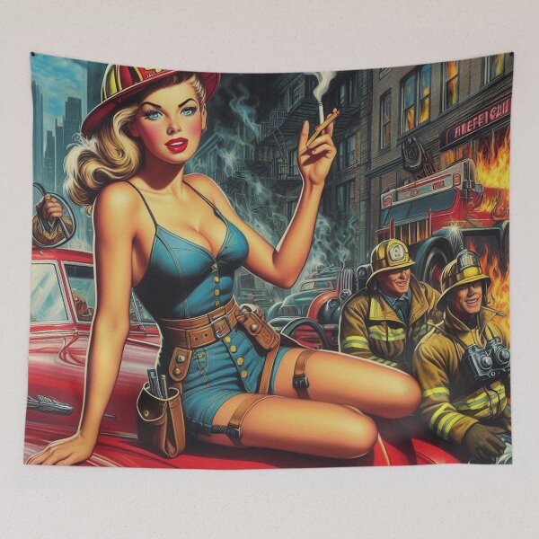 Item preview, Vintage Firefighter Pin Up designed and sold by PulpVintage.