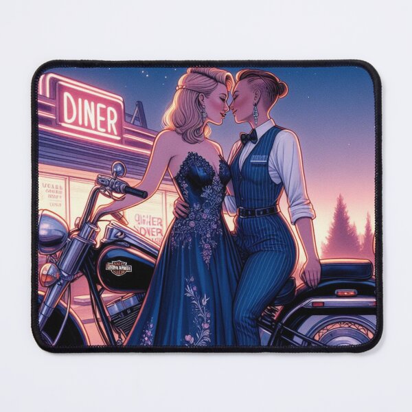 Item preview, Romantic Lesbian Couple on a Vintage Motorcycle designed and sold by BoldandBiker.