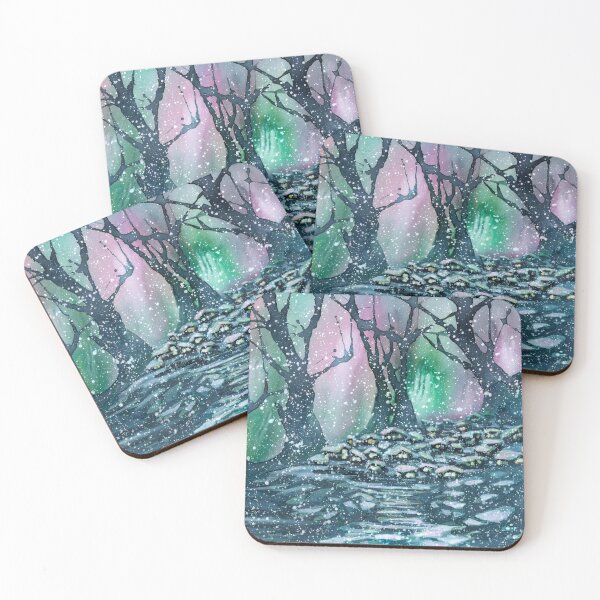 Item preview, Northern Lights Snowy Village designed and sold by MariaCameliaArt.