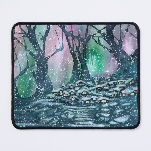 Item preview, Northern Lights Snowy Village designed and sold by MariaCameliaArt.