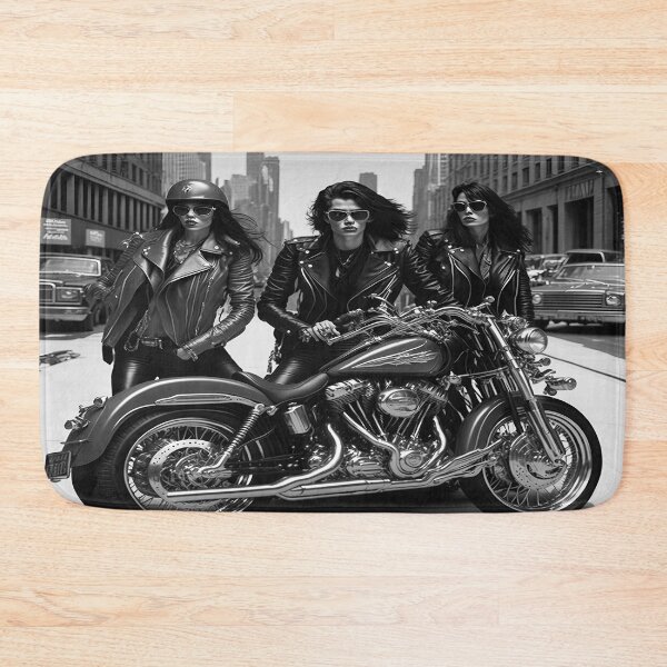 Item preview, Riders motorcyclists on the road black and white classic retro urban style designed and sold by Carlos Gudino.