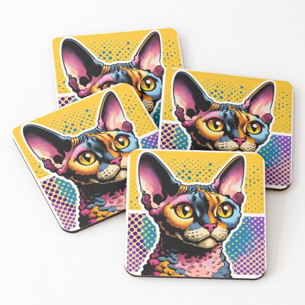 Item preview, Devon Rex cat in a 1960s Pop Art style designed and sold by hiddenlayers.