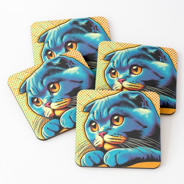Item preview, Scottish Fold cat in a 1960s Pop Art style designed and sold by hiddenlayers.
