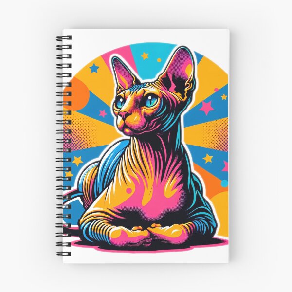 Aperçu de l'œuvre Chat Sphynx dans un style Pop Art des années 1960 créée et vendue par hiddenlayers.
